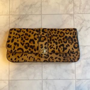 Ted Baker faux pony hair leopard clutch bag